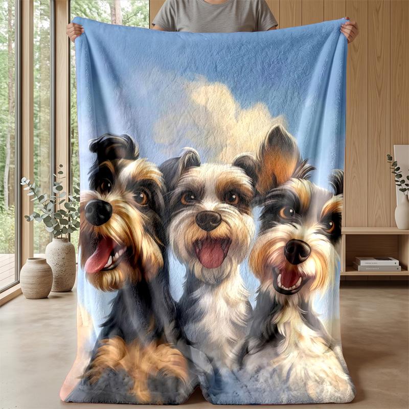 Sunglass Dog Holding Soccer Ball Theme Blanket Lightweight Warm Flannel Blanket Decorative Throw Blanket for Home Decoration