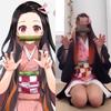 Anime Demon Slayer Kimetsu No Yaiba Cosplay Kostiumas Nezuko Kamado Kimono Vienodas Helovino Drabužiai