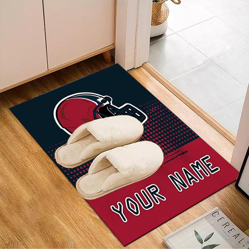 1PC Custom Name Football Helmet Theme Floor Mat Ideal for Living Room, Game Rooms, Office, Bedroom,Floor Mat Playful Design