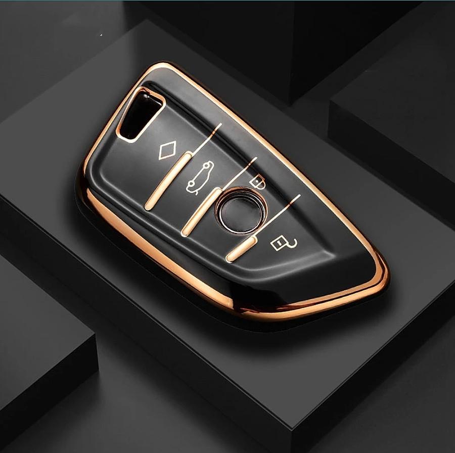 Étui en TPU pour clé de voiture, Style bord doré, coque Fob pour BMW X3 X5 X6 F30 F34 F10 F20 G20 G30 G01 G02 G05 F15 F16 série 1 3 5 7