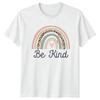 Μπλούζα T-Shirt με Λεοπάρ Ράινμπο Θετικό Απόφθεγμα 'Να Είσαι Ευγενικός'