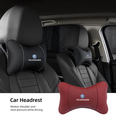 For VOLKSWAGEN Car Accessories Seat Headrest Auto Logo Neck Pillow For Volkswagen VW Polo Golf Tiguan Passat Touareg Magotan ID.