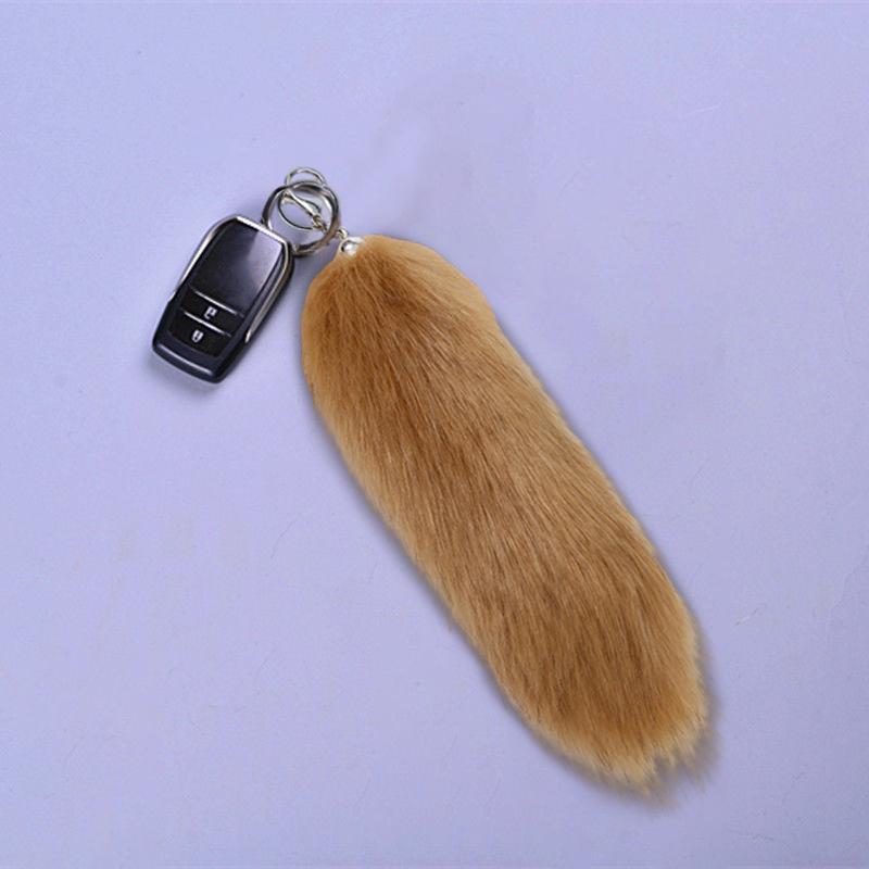 Women Girls Simulated Fox Tail Pendant Key Rings Holders Creative Multiple Colors Decorative Keychain Furry Gift Accessories