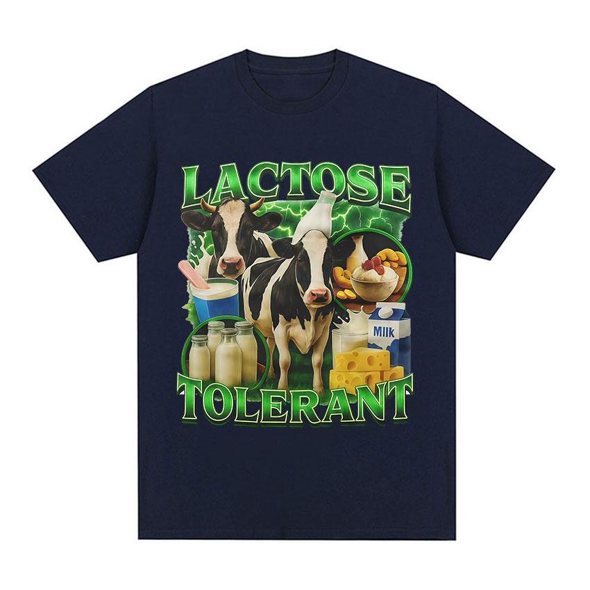 Lactose Tolerant Cow Funny Dairy Lover Graphic TShirt Unisex Women Fashion High Quality Cotton T Shirts Fashion ONeck Cotton Tees