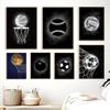 Neon Black White Basketball Football Volleyball Posters Canvas Painting Nordic Sports Wall Art Picture For Kid Room Gym Decor