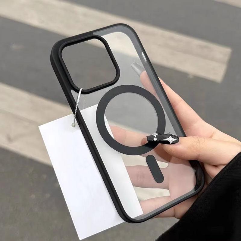 Luxury Magsafe Transparent Case For iPhone 16 15 14 13 12 11 Pro Max Mini Plus Magnetic Wireless Charge Cases Clear Cover