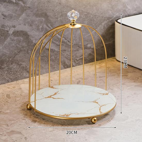 Cosmetics Storage Rack Birdcage Shape Thick Iron Frame Organizer Large Capacity with Elevated Bottom Design Display Rack