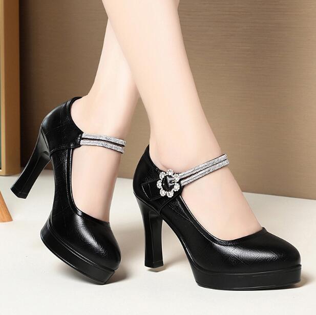 Fashion Women Shoes Women Platform Pumps 2024 Black Mary Janes Soft Leather High Heels Lady Office Wedding Party Dress Shoes