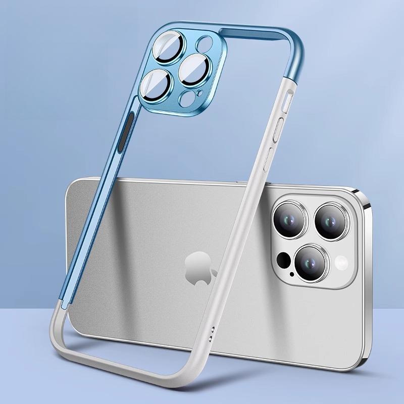 Pasuje do IPhone15, Etui na telefon 14, Pro Max, Kolorowe połączenie, Czysta ramka, Bez tylnego panelu, Etui ochronne Apple 13 z odprowadzaniem ciepła