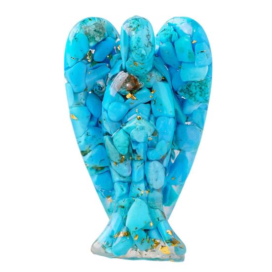 Figurine d'ange en pierre naturelle, énergie de guérison positive, statue d'ange gardien ailé en faux cristal coloré sculpté à la main