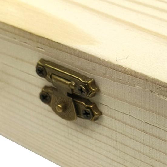 Unfinished Wooden Box DIY Pine Wood Treasure Chest with Locking Clasp Hinged Lid Jewelry Storage Box for Family Friends