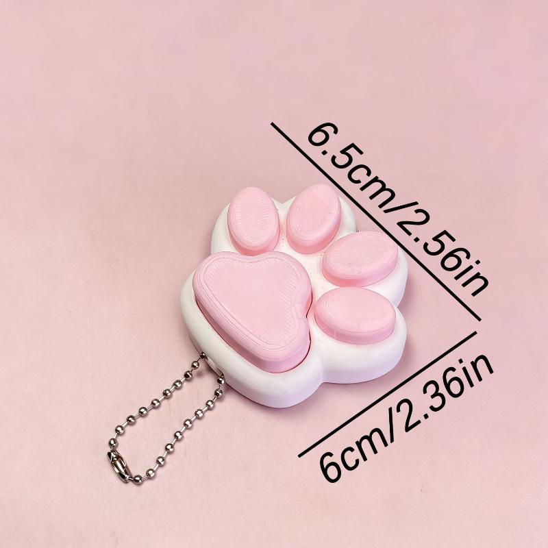 3D Printed Cat Paw Heart Clicker Keychain Pendant Cartoon Style Bag Hanging Decor for Key Purse Backpack Use