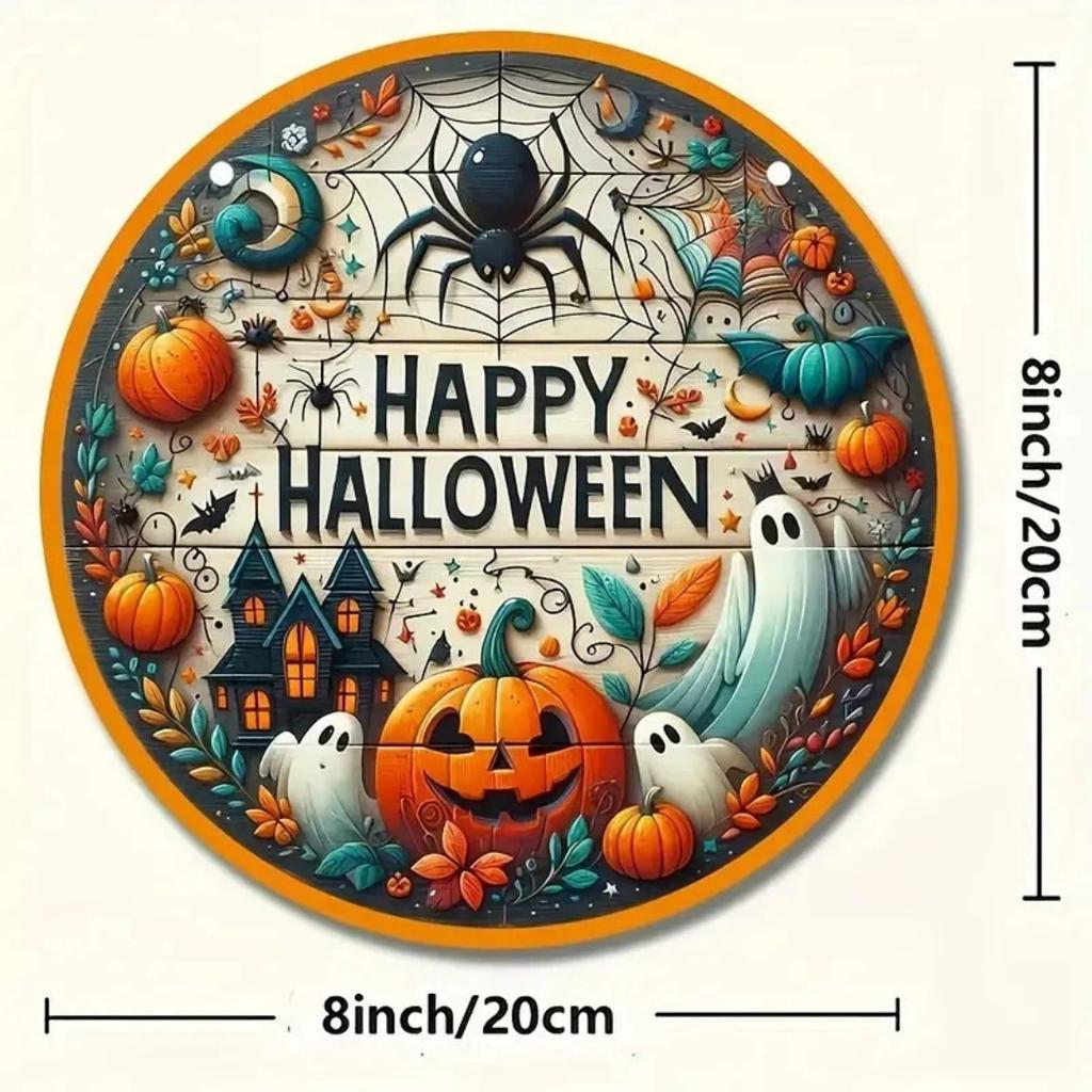 Halloween Fa Koszorú Logó Retro Tökfej Horror Művészeti Dekoráció Otthon Kert Udvar Fa Akasztó Medál Kültéri Kellékek