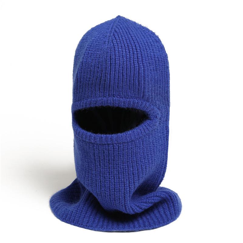Winter Masked Neck Cover Hat One Piece Knitted Wool Warm Scarf Solid Color Hat Ear Protection Scarf Ski Hat