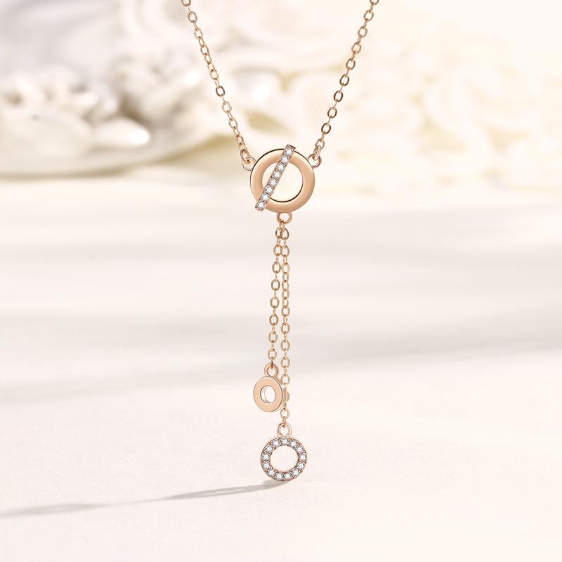 Reinkarnationskette Damen Kreis Mikro-eingelegter Zirkon Nischen Schlüsselbeinkette Koreanische Version schlichte Ins Set-Kette für Freundinnen