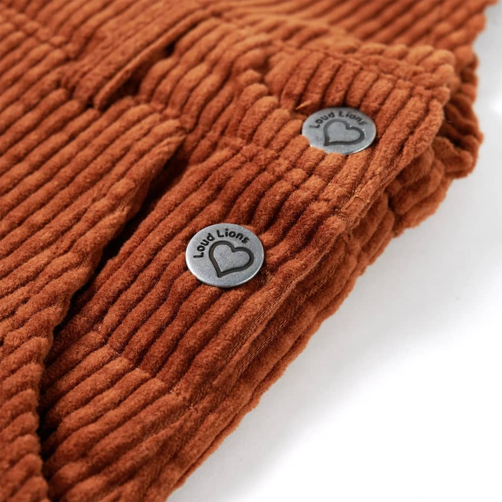 Children's Corduroy Overalls Dress, Cognac, 104