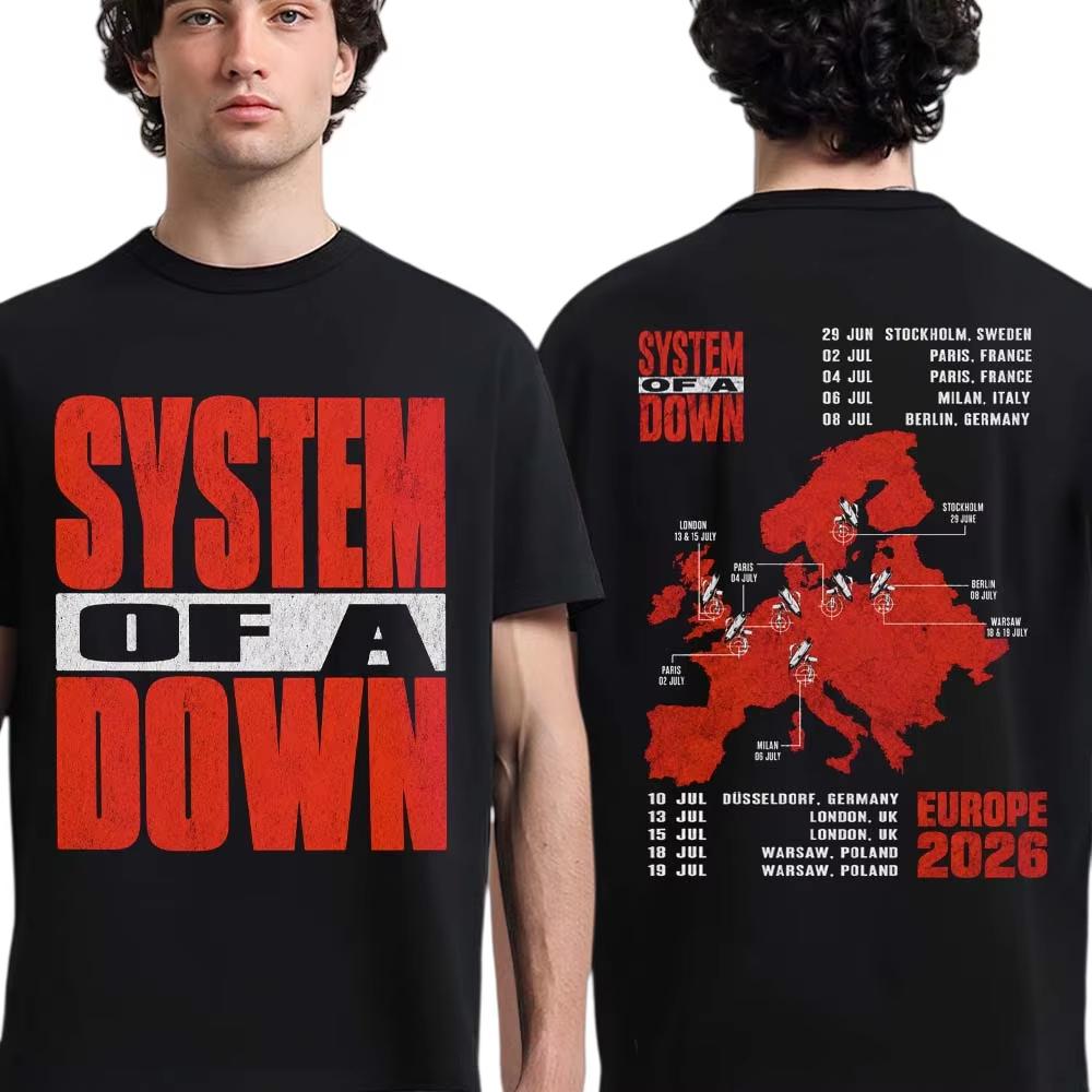 2026 Summer System Of A Down Eu And Uk Tour 2026 Tshirt Y2k Popula Suitable For Both Men And Women