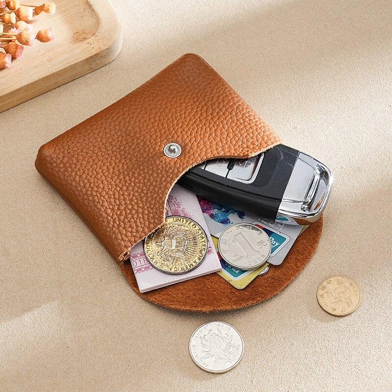 New Genuine Leather Coin Wallet Women's Coin Bag Purses Card Wallet Top Layer Cowhide Small Wallet Card Keys Organizer Wallets