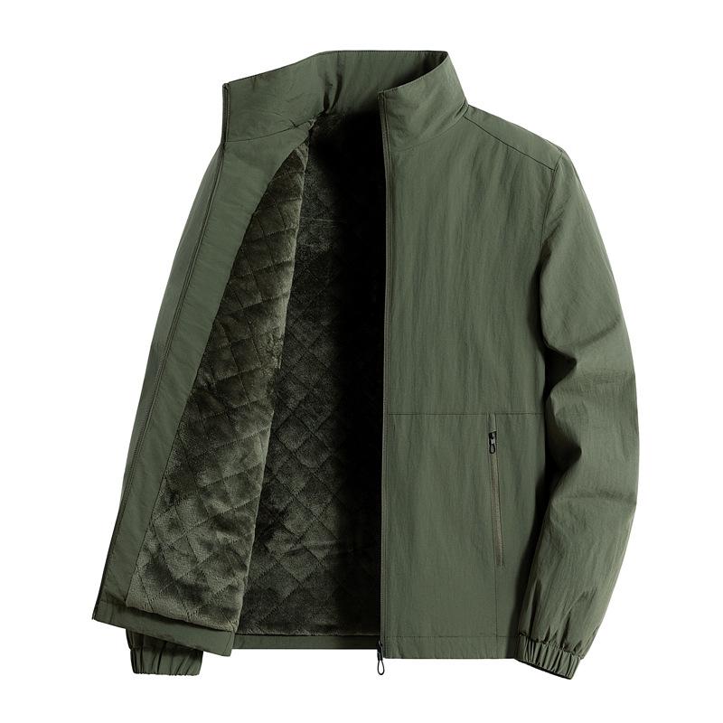 Men's Thickened Stand Collar Windproof Jacket: Autumn/Winter Casual Outdoor Workwear Ski Coat