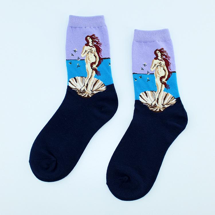 Damen Socken Lustig Niedlich Cartoon Früchte Avocado Ei Ölgemälde Van Gogh Streifen Fröhlich Japanisch Harajuku Skateboard Socken