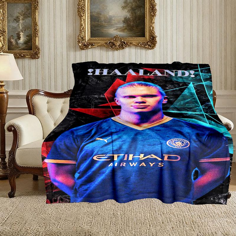 1 stuks Digitale Print Plaid, Erling Haaland Deken voor Thuisgebruik, Warmte voor Alle Seizoenen, Kerst- en Valentijnsdag Cadeaudeken