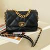 Borsa a tracolla da donna in pelle di pecora con motivo a rombi e catena, nuova borsa da donna con chiusura a lucchetto borsa a tracolla messenger 19