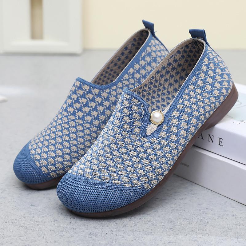 24 New Cloth Shoes Women's Single Shoes Soft Sole Anti Slip Breathable Comfortable Casual Shoes for Middle and Elderly Mom