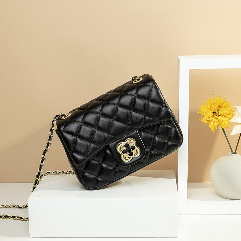 Small Golden Ball Chain Bag Women Simple Single Shoulder Bag Crossbody Diamond Lattice Small Square Bag