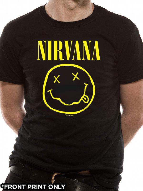 Nirvana Smiley Ly T-shirt noir Kurt Cobain Rock Merch T-shirt unisexe