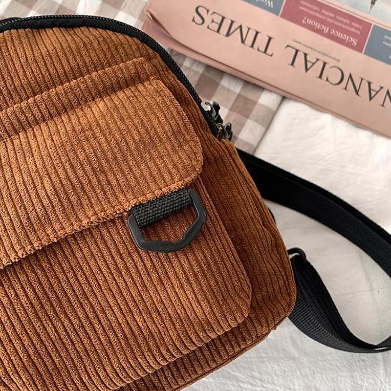 Mini Sac à Dos pour Femme Couleur Unie Velours Côtelé Petit Simple Décontracté Voyage Grande Capacité Durable Sac d'École pour Femme