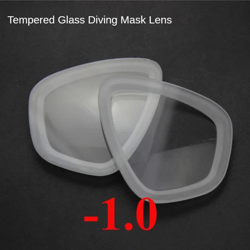 Dykmasklins för närsynta med grossistglas för närsynthet och härdat glas