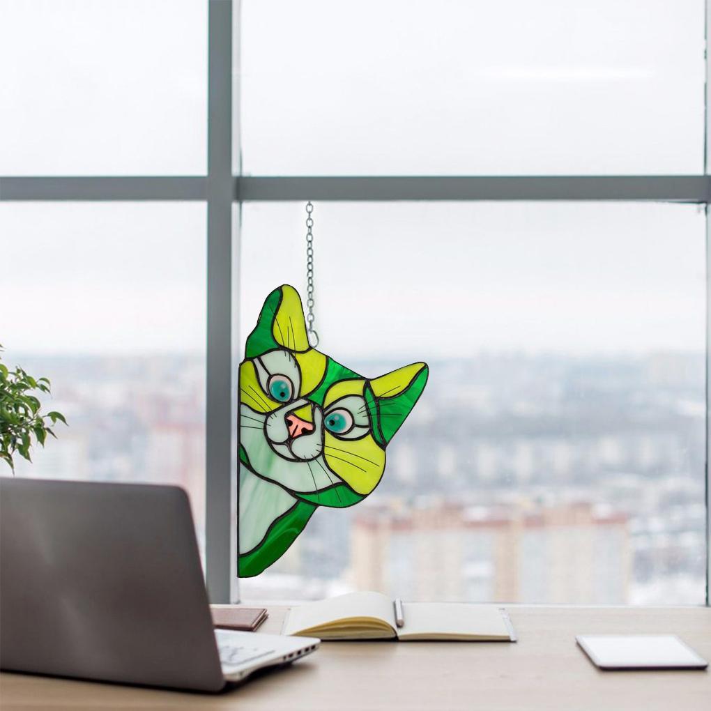 Window Decoration Stained Hanging Glass Suncatcher Cartoon Animal Pendant for Home Car