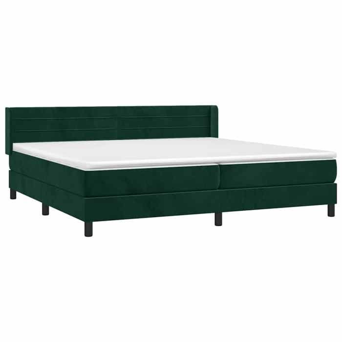 Exclusive House - Slatted Bed Base and Mattress Dark Green 200x200cm Velvet