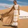Muslim Women Sequins Two Piece Hand Printed Dress Loose Robe Muslim Dress