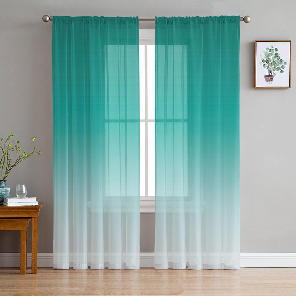 Rainbow Gradient Translucent Voile Curtains Window Opening Tulle Drapes ideal for Living Room Bedroom Space ideal for Kitchen Area Drapes Decoration