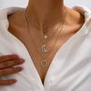 Stylish and Simple Layered Stacked Star Moon Necklace French Design Sense Personality Temperament Collarbone Chain