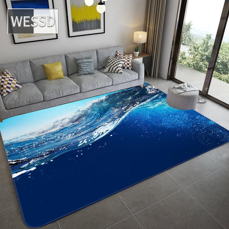 3D Deniz Dalgası Büyük Halı Oturma Odası Dekorasyonu Için Yumuşak kaymaz Banyo Halısı Zemin Mat Yatak Odası Halı Mutfak Halısı Kanepe Halı