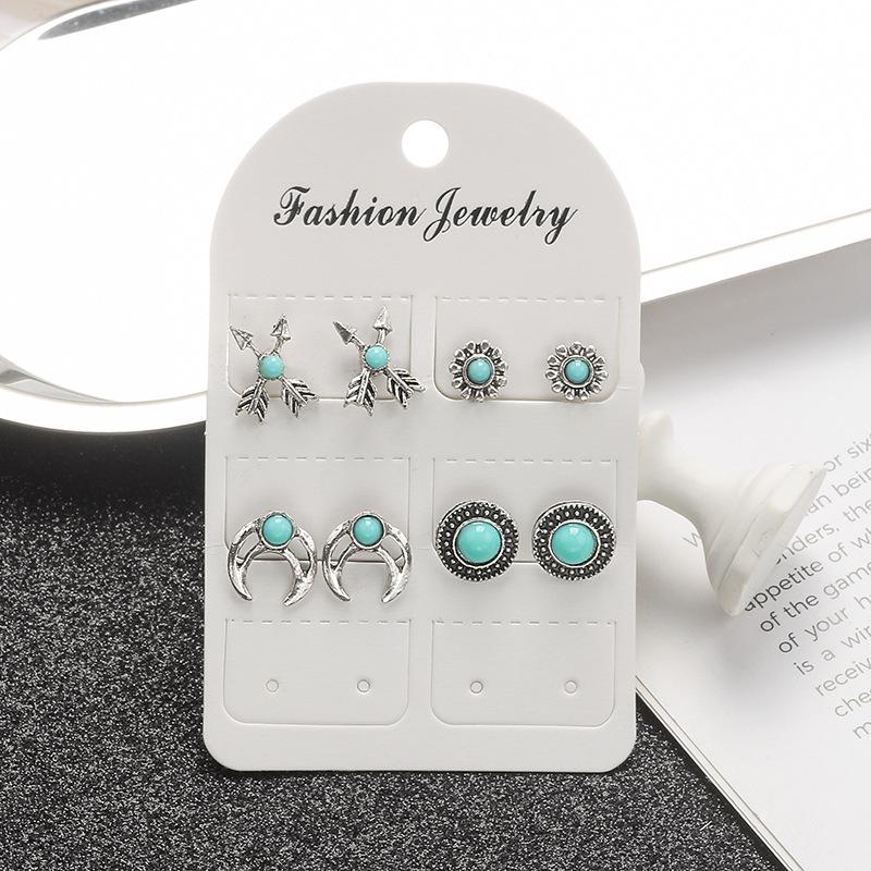 Turquoise Bohemian Owl & Palm Bronze Carved Dreamcatcher Earrings for Women