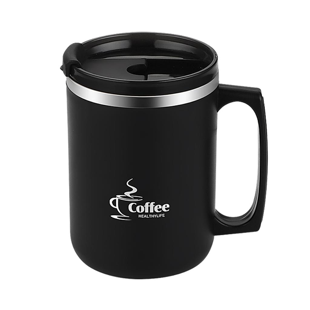 WORTHBUY Double Wall Insulated Coffee Mug 304 Stainless Steel Milk Coffee Cup With Handle Leak-proof Water Cup For School Office