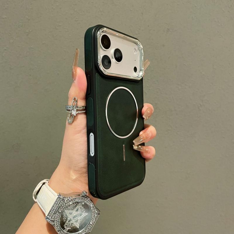 Capa de Couro Defensora para Magsafe para iPhone 17 16 15 14 13 12 Pro Max Carregamento Sem Fio Magnético Capa com Para-choque Resistente