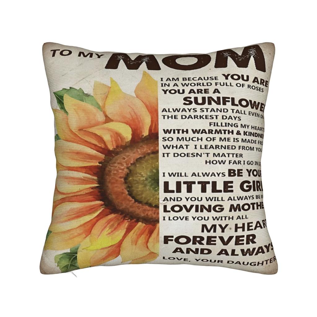 Mother's Day  Pillowcase Polyester Cushion Cover Decoration Letter From Daughter Pillow Case Cover Seater Square 18'