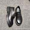 Spring and Autumn Thin British Platform Men's Low-Top Martin Shoes Youth Business Dress Round Head Soft Surface Black Small Leather Shoes