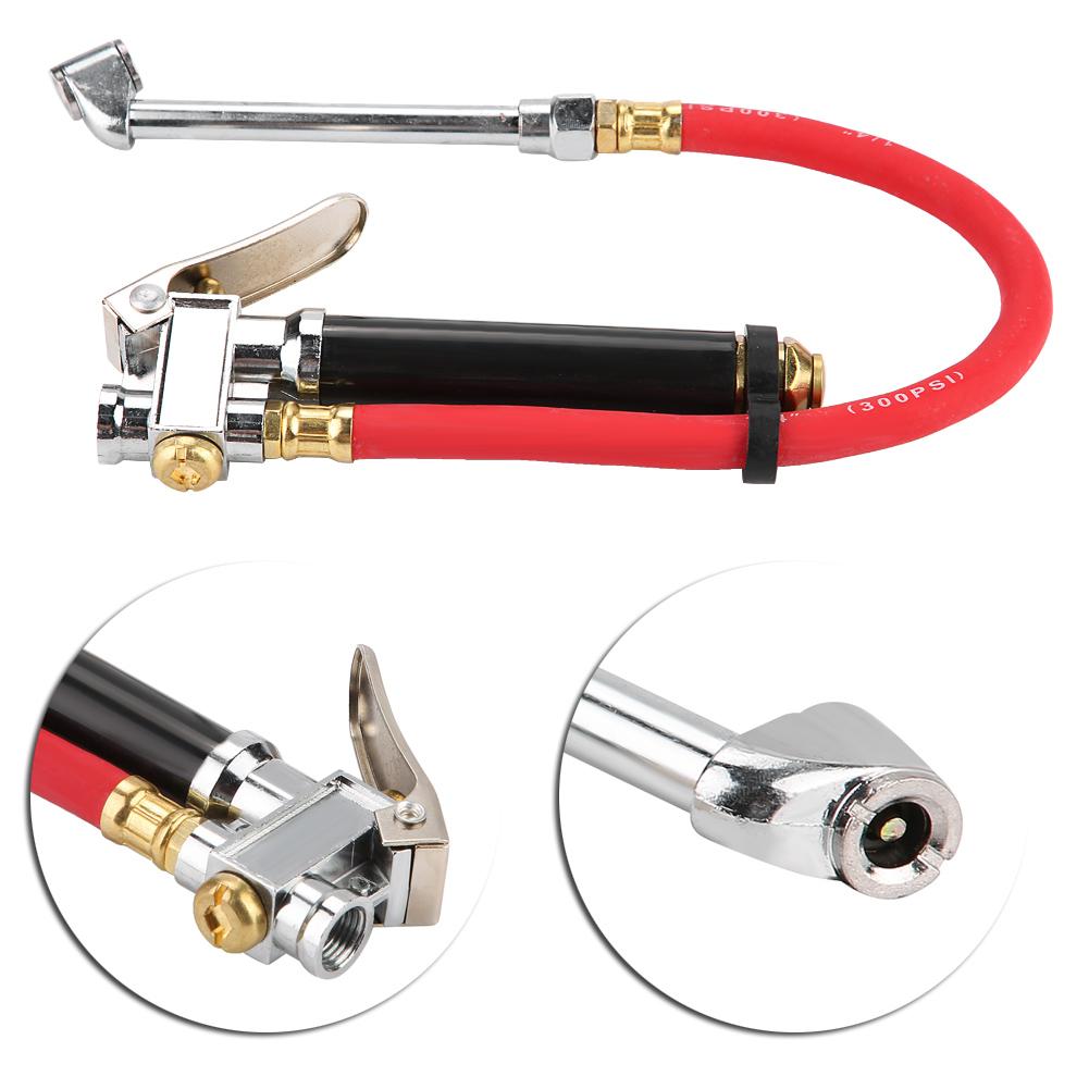 Handheld Car Air Tire Pressure Filler Fill Inflator Gauge Dual Chuck Air Compressor Hose Tool