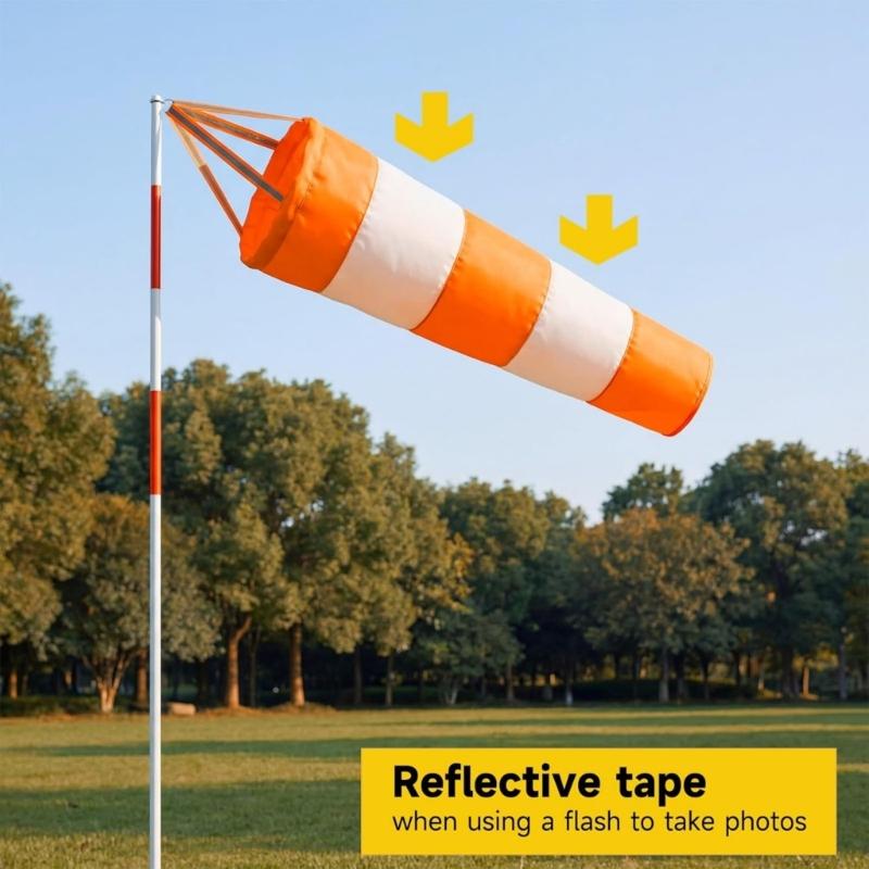 Airport Windsock Ripstop Outdoor Hanging Heavy Duty Wind Measurement Sock Bag with Reflective Belt Waterproof Thickened