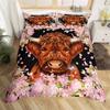 Highland Cow Bedding Set Polyester Bull Cattle Flowers Quilt Cover Western Wild Animal Duvet Cover Farmhouse Cow Bedspread Cover