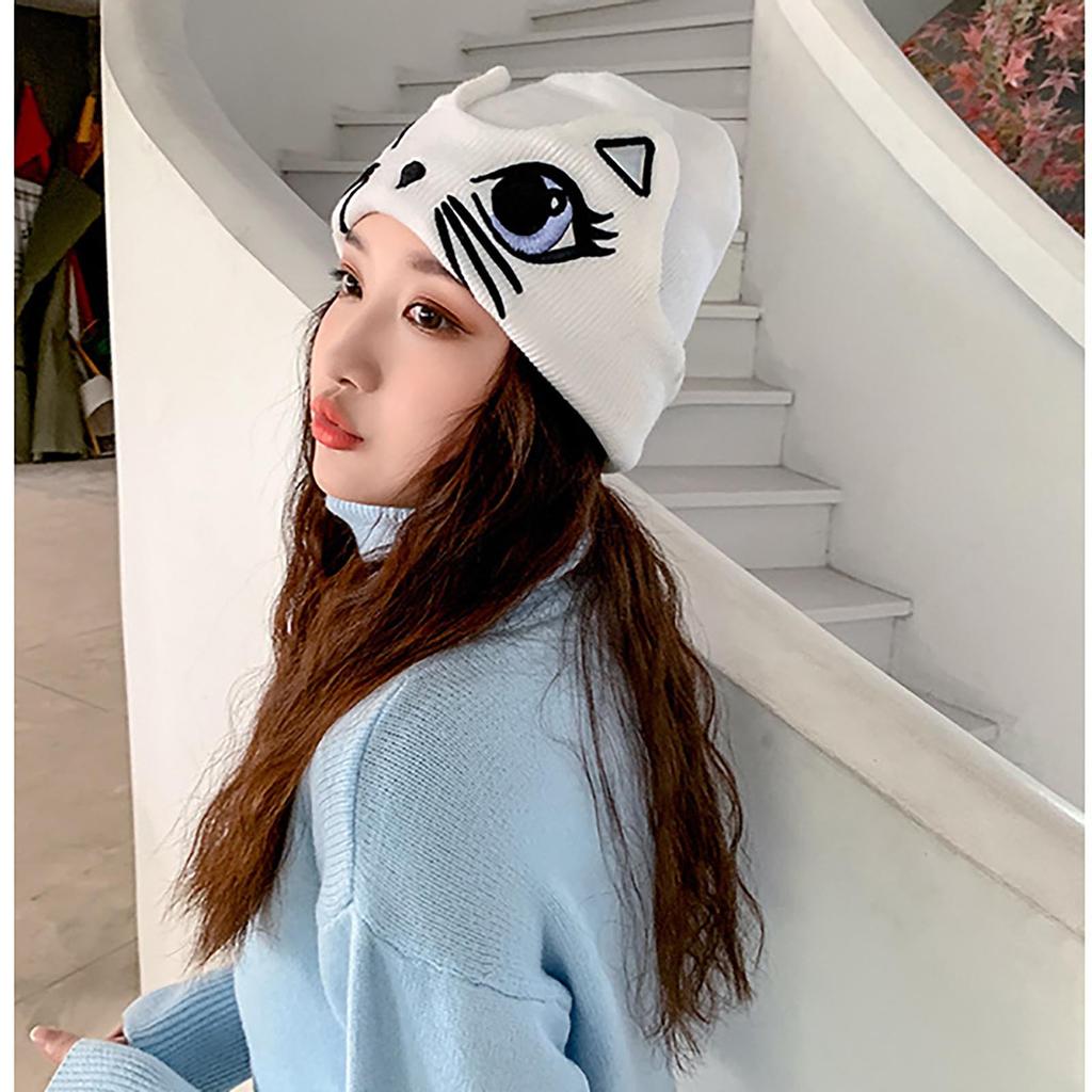 biensn.Women Winter Cute Animal Cat Hat Crochet Beanie Hats Photography Knitted Hat Cap