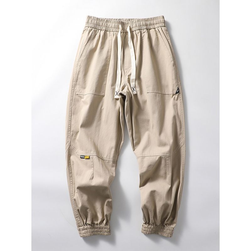 Trendy Retro Puur Katoen Joggingbroek Herfst Rechte Cargo Broek