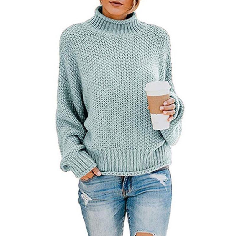 Women's Loose High Neck Pullover Sweater for Autumn/Winter 2026 - Plus Size European/American Style