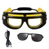 Motion Sensor LED Headlamp Glasses 5 Lighting Modes Rechargeable Strobe Light Safety Glasses Hands-Free Waterproof Head Light for Night Cycling