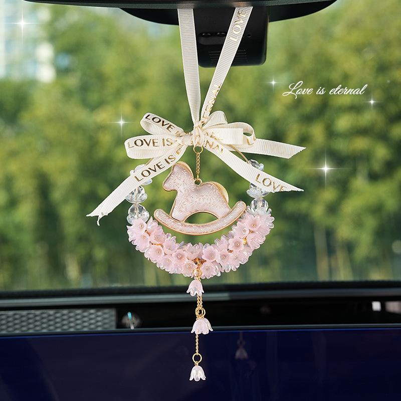 Car Pendant New Rearview Mirror Decorative Car Hanging Creative Lily of the Valley Pony Car Pendant Pendant